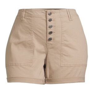 Terra Sky Tan Cuffed Button‎ Fly Utility Shorts 4 inch inseam
Plus Size 26W
